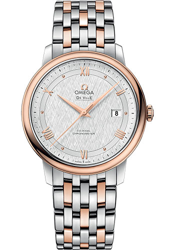 Omega De Ville Rose Gold and Stainless Steel 39.5 MM - Rose Gold and Stainless Steel Bracelet - White Silvery Dial - 424.20.40.20.02.002