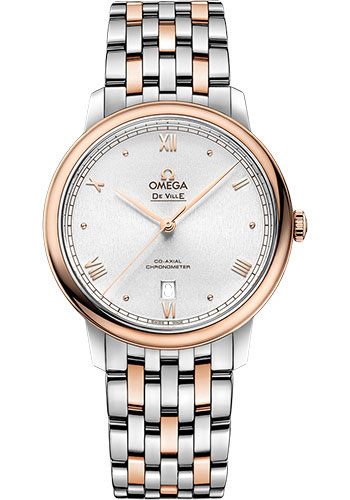 Omega De Ville Rose Gold and Stainless Steel 39.5 MM - Rose Gold and Stainless Steel Bracelet - Silver Dial - 424.20.40.20.02.007