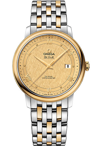 Omega De Ville Yellow Gold and Stainless Steel 39.5 MM - Yellow Gold and Stainless Steel Bracelet - Champagne Dial - 424.20.40.20.08.001 nyc watcher nyc watches