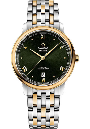 Omega De Ville Yellow Gold and Stainless Steel 39.5 MM - Yellow Gold and Stainless Steel Bracelet - Green Dial - 424.20.40.20.10.001 nyc watcher nyc watches