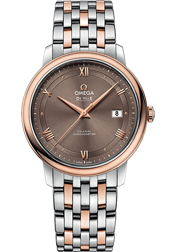 Omega De Ville Rose Gold and Stainless Steel 39.5 MM - Rose Gold and Stainless Steel Bracelet - Brown Dial - 424.20.40.20.13.001 nyc watcher nyc watches