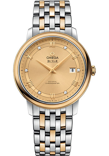 Omega De Ville Yellow Gold and Stainless Steel 39.5 MM - Yellow Gold and Stainless Steel Bracelet - Champagne Diamond Dial - 424.20.40.20.58.001  nyc watcher nyc watches