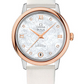 Omega De Ville Rose Gold 32.7 MM - White Leather Strap - Mother-Of-Pearl Diamond Dial - 424.22.33.20.55.001 nyc watcher nyc watches