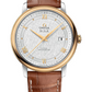 Omega De Ville Yellow Gold and Stainless Steel 39.5 MM - Light Brown Leather Strap - White Silvery Dial - 424.23.40.20.02.001 nyc watcher nyc watches