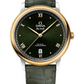 Omega De Ville Yellow Gold and Stainless Steel 39.5 MM - Black Leather Strap - Green Dial - 424.23.40.20.10.001 nyc watcher nyc watches