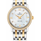 Omega De Ville Stainless Steel and Yellow Gold 27.5 MM - Stainless Steel and Yellow Gold Bracelet - Diamond Bezel - Mother -Of- Pearl Diamond Dial - 424.25.27.60.55.001 nyc watcher nyc watches