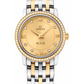 Omega De Ville Stainless Steel and Yellow Gold 27.5 MM - Stainless Steel and Yellow Gold Bracelet - Diamond Bezel - Champagne Diamond Dial - 424.25.27.60.58.001 nyc watcher nyc watches