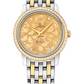 Omega De Ville Stainless Steel and Yellow Gold 27.5 MM - Stainless Steel and Yellow Gold Bracelet - Diamond Bezel - Champagne Diamond Dial - 424.25.27.60.58.002 nyc watcher nyc watches