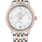 Omega De Ville Stainless Steel and Rose Gold 32.7 MM - Stainless Steel and Rose Gold Bracelet - Diamond Bezel - Mother-Of-Pearl Dial - 424.25.33.20.55.003 nyc watcher nyc watches