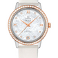 Omega De Ville Rose Gold 32.7 MM - White Leather Strap - Diamond Bezel - Mother-Of-Pearl Diamond Dial - 424.27.33.20.55.001 nyc watcher nyc watches