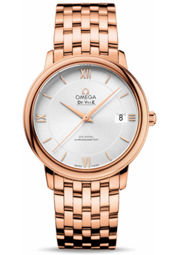 Omega De Ville Rose Gold 36.8 MM - Rose Gold Bracelet - Silver Dial - 424.50.37.20.02.001 nyc watcher nyc watches