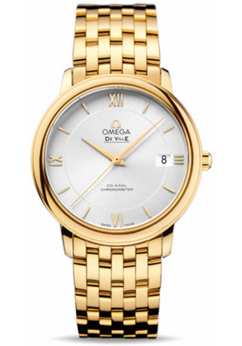 Omega De Ville Yellow Gold 36.8 MM - Yellow Gold Bracelet - Silver Dial - 424.50.37.20.02.002 nyc watcher nyc watches