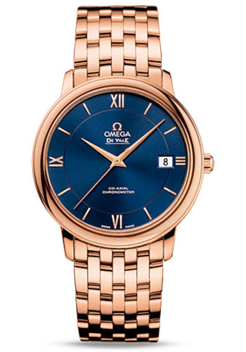 Omega De Ville Rose Gold 36.8 MM - Rose Gold Bracelet - Blue Dial - 424.50.37.20.03.002 nyc watcher nyc watches