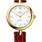 Omega De Ville Yellow Gold 27.4 MM - Red Leather Strap - Mother-Of-Pearl Dial - 424.53.27.60.55.001 nyc watcher nyc watches