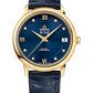 Omega De Ville Yellow Gold 32.7 MM - Blue Leather Strap - Blue Diamond Dial - 424.53.33.20.53.002 nyc watcher nyc watches