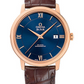 Omega De Ville Rose Gold 39.5 MM - Brown Leather Strap - Blue Dial - 424.53.40.20.03.002  nyc watcher nyc watches