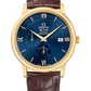 Omega De Ville Yellow Gold 39.5 MM - Brown Leather Strap - Blue Dial - 424.53.40.21.03.001