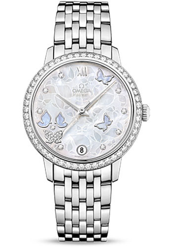 Omega De Ville White Gold 32.7 MM - White Gold Bracelet - Diamond Bezel - Mother-Of-Pearl Diamond Dial - 424.55.33.20.55.003 nyc watcher nyc watches