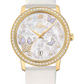 Omega De Ville Yellow Gold 36.8 MM - White Leather Strap - Diamond Bezel - Mother-Of-Pearl Diamond Dial - 424.57.37.20.55.001