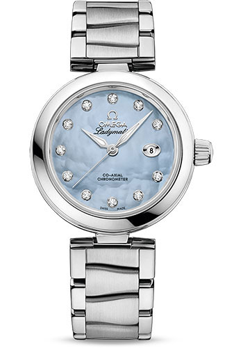 Omega De Ville Stainless Steel 34 MM - Stainless Steel Bracelet - Blue Diamond Dial - 425.30.34.20.57.003