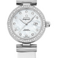 Omega De Ville Stainless Steel 34 MM - White Leather Strap - Diamond Bezel - White Diamond Dial - 425.37.34.20.55.002