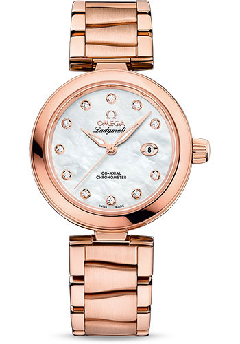 Omega De Ville Rose Gold 34 MM - Rose Gold Bracelet - White Diamond Dial - 425.60.34.20.55.004