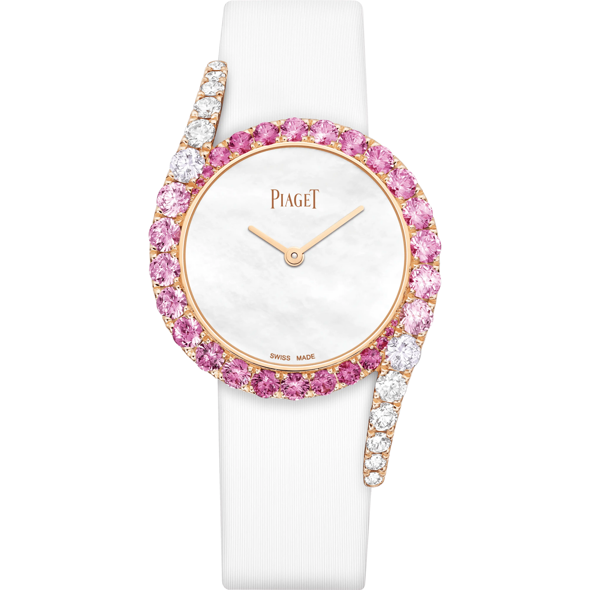 Piaget Limelight Gala - Rose Gold 32 MM - White Leather Strap - Diamond Bezel - Silver Dial - G0A46182