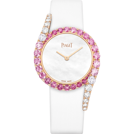 Piaget Limelight Gala - Rose Gold 32 MM - White Leather Strap - Diamond Bezel - Silver Dial - G0A46182