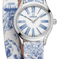 Omega De Ville Stainless Steel 26 MM - Blue Sea Toile De Jouy Fabric Bracelet - White Dial - 428.17.26.60.04.001