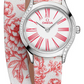 Omega De Ville Stainless Steel 26 MM - Red Floral Toile De Jouy Double Tour Fabric Bracelet - White Dial - 428.17.26.60.04.003