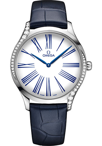 Omega De Ville Stainless Steel 39 MM - Blue Rubber Strap - White Dial - 428.18.39.60.04.001