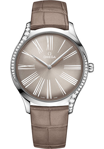 Omega De Ville Stainless Steel 39 MM - Taupe Brown Leather Strap - Taupe Brown Dial - 428.18.39.60.13.001