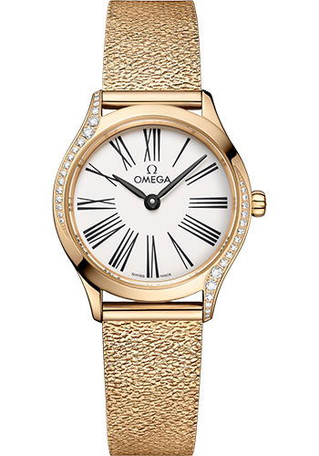 Omega De Ville Yellow Gold 26 MM - Yellow Gold Bracelet - Diamond Bezel - White Dial - 428.55.26.60.04.001