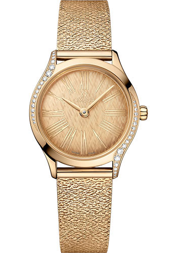 Omega De Ville Yellow Gold 26 MM - Yellow Gold Bracelet - Diamond Bezel - Yellow Dial - 428.55.26.60.99.001