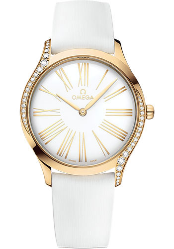 Omega De Ville Yellow Gold 36 MM - White Rubber Strap - White Dial - 428.57.36.60.04.001