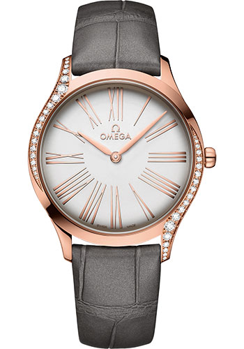 Omega De Ville Rose Gold 36 MM - Grey Leather Strap - Silver Dial - 428.58.36.60.02.001