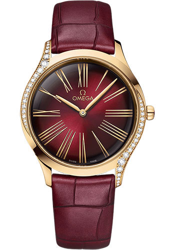 Omega De Ville Yellow Gold 36 MM - Red Leather Strap - Red Dial - 428.58.36.60.11.001