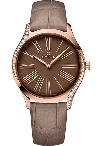 Omega De Ville Rose Gold 36 MM - Taupe Brown Leather Strap - Taupe Brown Dial - 428.58.36.60.13.001