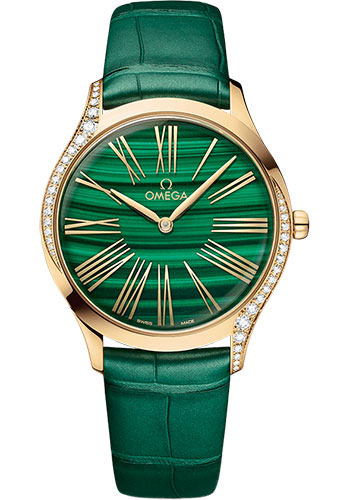 Omega De Ville Yellow Gold 36 MM - Green Leather Strap - Green Dial - 428.58.36.60.99.001