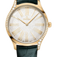 Omega De Ville Yellow Gold 39 MM - Green Leather Strap -  Lacquered Opaline Silver Dial - 428.58.39.60.02.001