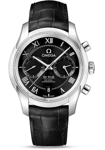 Omega De Ville Stainless Steel 42 MM - Black Leather Strap - Black Dial - 431.13.42.51.01.001 nyc watcher nyc watches