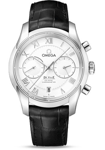 Omega De Ville Stainless Steel 42 MM - Black Leather Strap - Silver Dial - 431.13.42.51.02.001 nyc watcher nyc watches