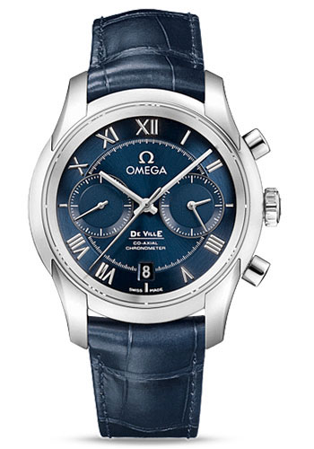 Omega De Ville Stainless Steel 42 MM - Blue Leather Strap - Blue Dial - 431.13.42.51.03.001 nyc watcher nyc watches