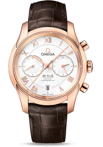 Omega De Ville Rose Gold 42 MM - Brown Leather Strap - Silver Dial - 431.53.42.51.02.001 nyc watcher nyc watches