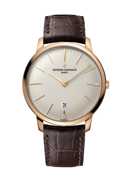 Vacheron Constantin Patrimony Pink Gold 40 MM - Brown Leather Strap - White Dial - 85180/000R-9248