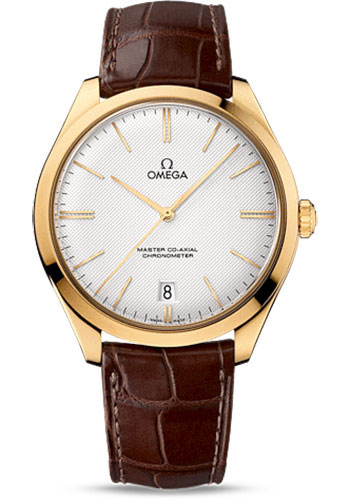 Omega De Ville Yellow Gold 40 MM - Brown Leather Strap - Silvery Dial - 432.53.40.21.02.001