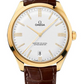 Omega De Ville Yellow Gold 40 MM - Brown Leather Strap - Silvery Dial - 432.53.40.21.52.003