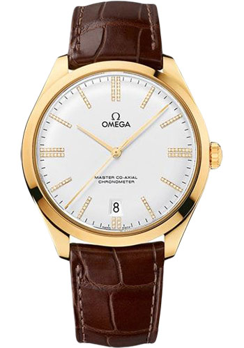 Omega De Ville Yellow Gold 40 MM - Brown Leather Strap - Silvery Dial - 432.53.40.21.52.003