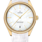 Omega De Ville Yellow Gold 40 MM - White Leather Strap - Diamond Bezel - White Dial - 432.58.40.21.05.002