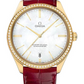 Omega De Ville Yellow Gold 40 MM - Red Leather Strap - Diamond Bezel - Domed Mother-Of-Pearl Dial - 432.58.40.21.05.004